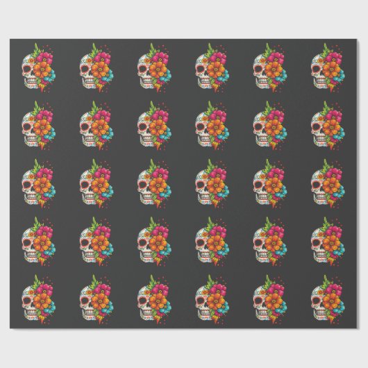 Titel: Día de los Muertos Bloemenschedel Cadeaupapier (Vlak)