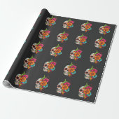 Titel: Día de los Muertos Bloemenschedel Cadeaupapier (Uitgerold)