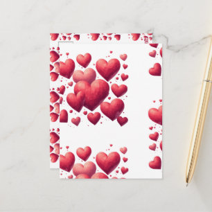 Titel: Dieprode harten & Rode romantiek Briefkaart