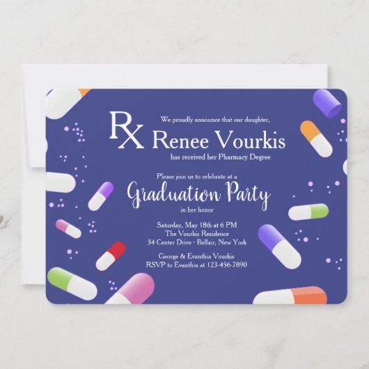 Titel document Medicine Capsules Graduation Party  Kaart (Voorkant)
