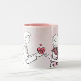 Titel: Eerste Valentijnsdag Samen Gepersonaliseerd Tweekleurige Koffiemok