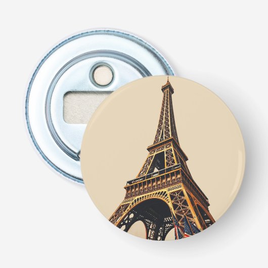Titel: Elegante Eiffeltoren Silhouet Button Flesopener (Voorkant)