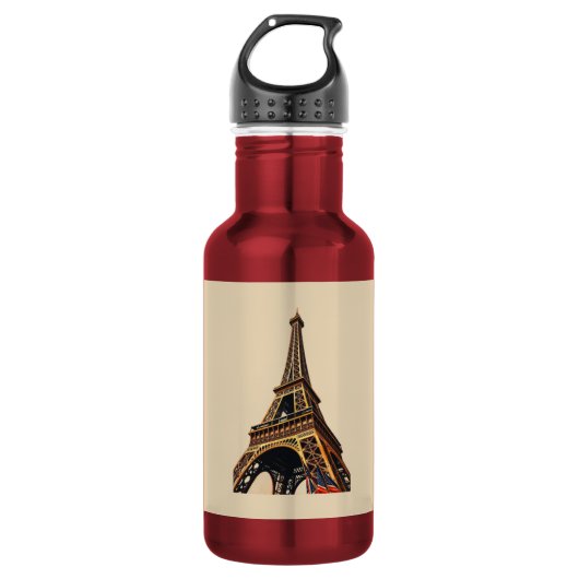 Titel: Elegante Eiffeltoren Silhouet Waterfles (Voorkant)