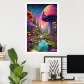 Titel Enchanting Fantasy Landschap Mushroom Art Poster (Thuiskantoor)