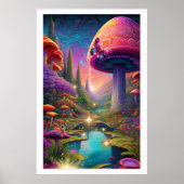 Titel Enchanting Fantasy Landschap Mushroom Art Poster (Voorkant)