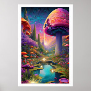 Titel Enchanting Fantasy Landschap Mushroom Art Poster