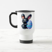 Titel: Feestelijke Black Bunny Holding Decorated E
