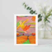 Titel: Flying Girl ~ Fun happy PERSONALIZED art Briefkaart (Staand voorkant)