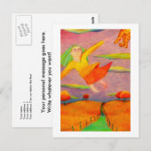 Titel: Flying Girl ~ Fun happy PERSONALIZED art Briefkaart (Voorkant / Achterkant)