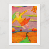 Titel: Flying Girl ~ Fun happy PERSONALIZED art Briefkaart (Voorkant)