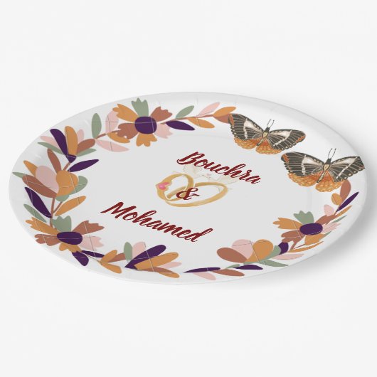 Titel: Gepersonaliseerde Bloemen bruiloft Bord – B (Gekanteld)