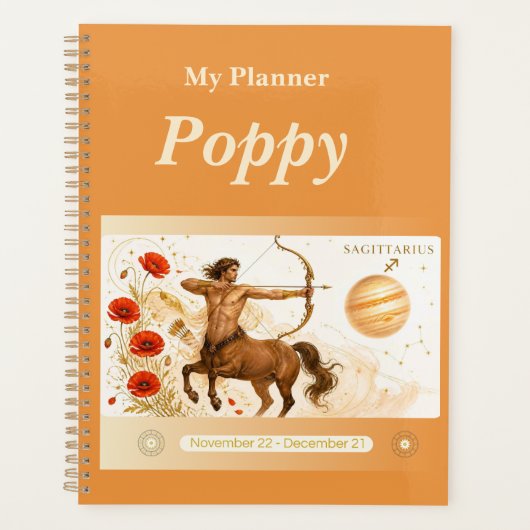 titel: Gepersonaliseerde Boogschutter Dierenriem P Planner (Voorkant)