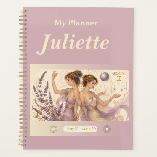 titel: Gepersonaliseerde Gemini Dierenriem Planner (Voorkant)