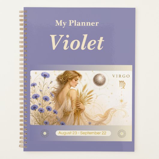 titel: Gepersonaliseerde Maagd Zodiac Planner (Voorkant)