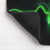 Titel: Glowing Green Heartbeat Pulse Abstract Muismat (Hoek)