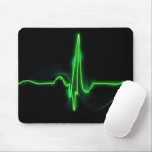 Titel: Glowing Green Heartbeat Pulse Abstract Muismat (Met muis)