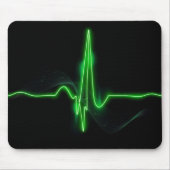 Titel: Glowing Green Heartbeat Pulse Abstract Muismat (Voorkant)