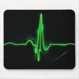 Titel: Glowing Green Heartbeat Pulse Abstract Muismat