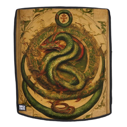 **Titel:** Groene Slang Print Rugzak Rugtassen (Verwijderbaar gezicht)