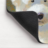 Titel: Ik denk erover na - schattige witte hond Muismat (Hoek)