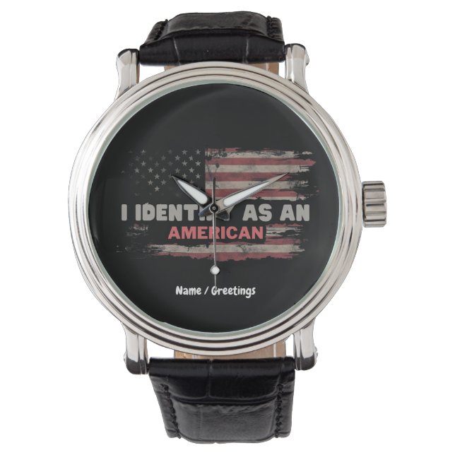 Titel: Ik identificeer me als een Amerikaans vlago Horloge (Voorkant)