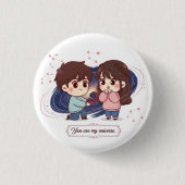 Titel: "Jij Bent Mijn Universum" Schattig Koppel d Ronde Button 3,2 Cm (Voorkant)
