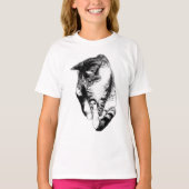 Titel: Kijkend naar beneden Tabby Cat Monochrome T T-shirt (Voorkant)