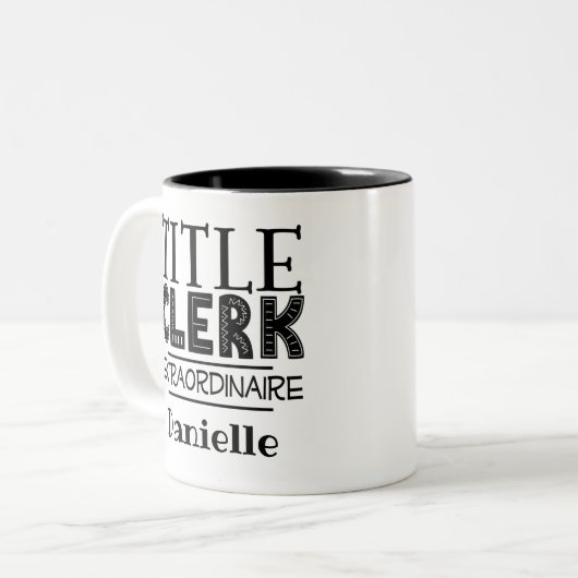 Titel Klerk Aangepast Tweekleurige Koffiemok (Voorkant links)