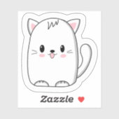 Titel: Knuffelbare Witte Kawaii Kat Sticker - Mini (Vel)