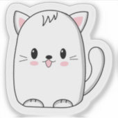 Titel: Knuffelbare Witte Kawaii Kat Sticker - Mini (Voorkant)