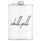 Titel: "Koude pil – Drink, ontspan, herhaal fles" Heupfles (Voorkant)