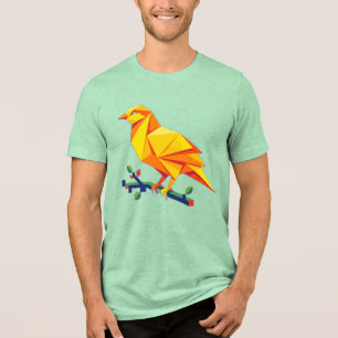 Titel: Levendig geometrische origamigele gele voge Tri-Blend Shirt