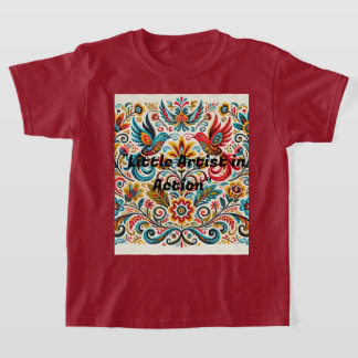 Titel: Levendige volkskunst Bloemenpatroon T-shirt