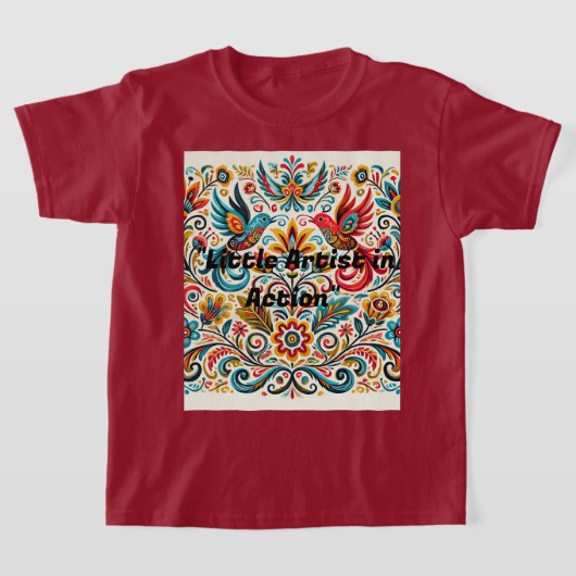 Titel: Levendige volkskunst Bloemenpatroon T-shirt (Laagn)