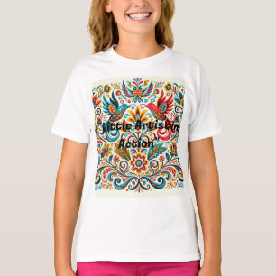 Titel: Levendige volkskunst Bloemenpatroon T-shirt