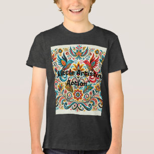Titel: Levendige volkskunst Bloemenpatroon T-shirt