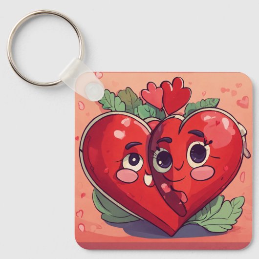 Titel: Linked Hearts" Double Heart sleutelhanger (Voorkant)