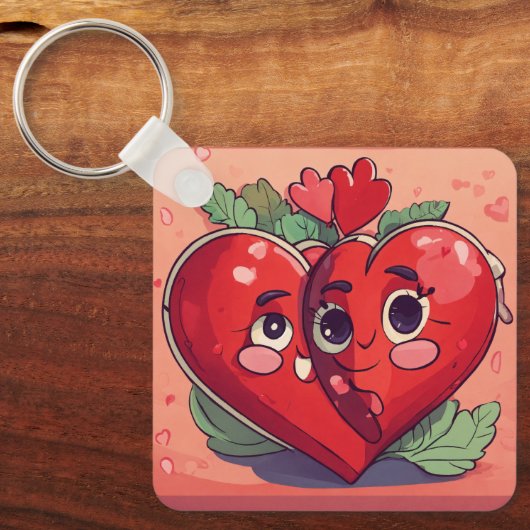 Titel: Linked Hearts" Double Heart sleutelhanger (Voorkant)