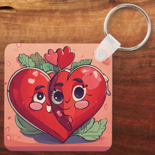 Titel: Linked Hearts" Double Heart sleutelhanger (Achterkant)