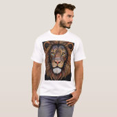 Titel: Majestic Geometric Lion T-shirt Beschrijvin (Voorkant volledig)