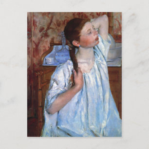 Titel: Meisje dat haar haar haar haar Datum schikt Briefkaart