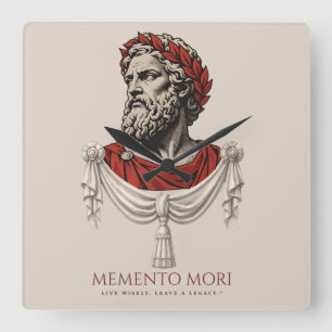 Titel Memento Mori Stoïcijnse Filosoof Buste Vierkante Klok