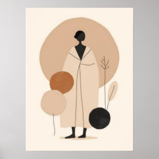 Titel: Minimalistische vrouw in witte jas muurkuns Poster
