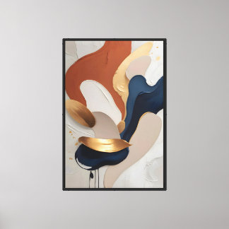Titel Modern Abstract Terracotta Navy Goud Kunst P Canvas Afdruk