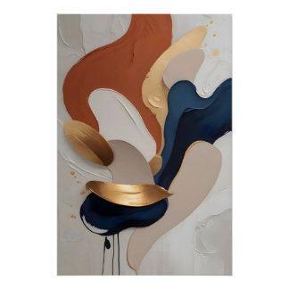 Titel Modern Abstract Terracotta Navy Goud Kunst P Perfect Poster