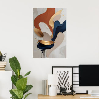 Titel Modern Abstract Terracotta Navy Goud Kunst P Poster