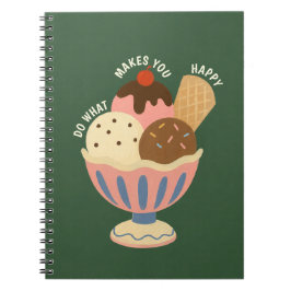 Titel: Mooie IJscrème Sundae Spiraal Notebook Notitieboek