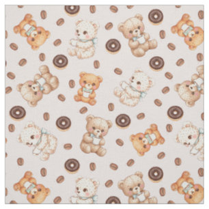 Titel Mooie Koffie en Donuts Beer Naadloos Patroon Stof