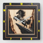 Titel: Mountain Spirit: gepersonaliseerd verkoold  Vierkante Klok (Voorkant)