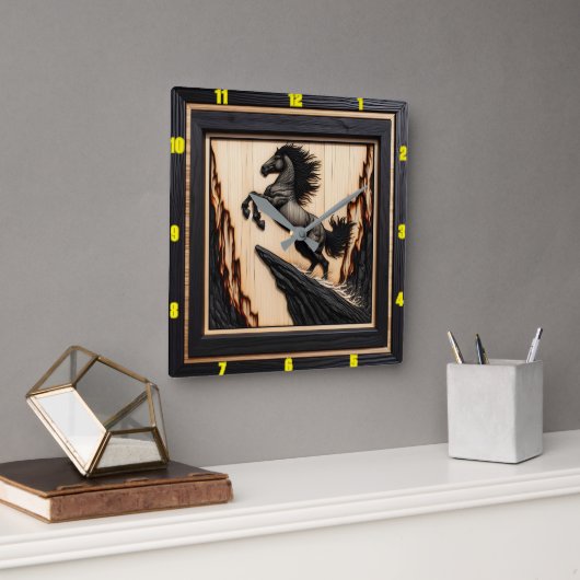 Titel: Mountain Spirit: gepersonaliseerd verkoold  Vierkante Klok (Kantoor)